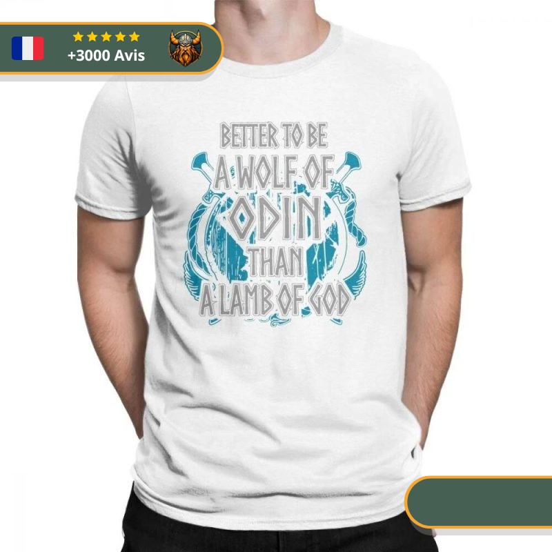 T-shirt viking loup d'odin blanc