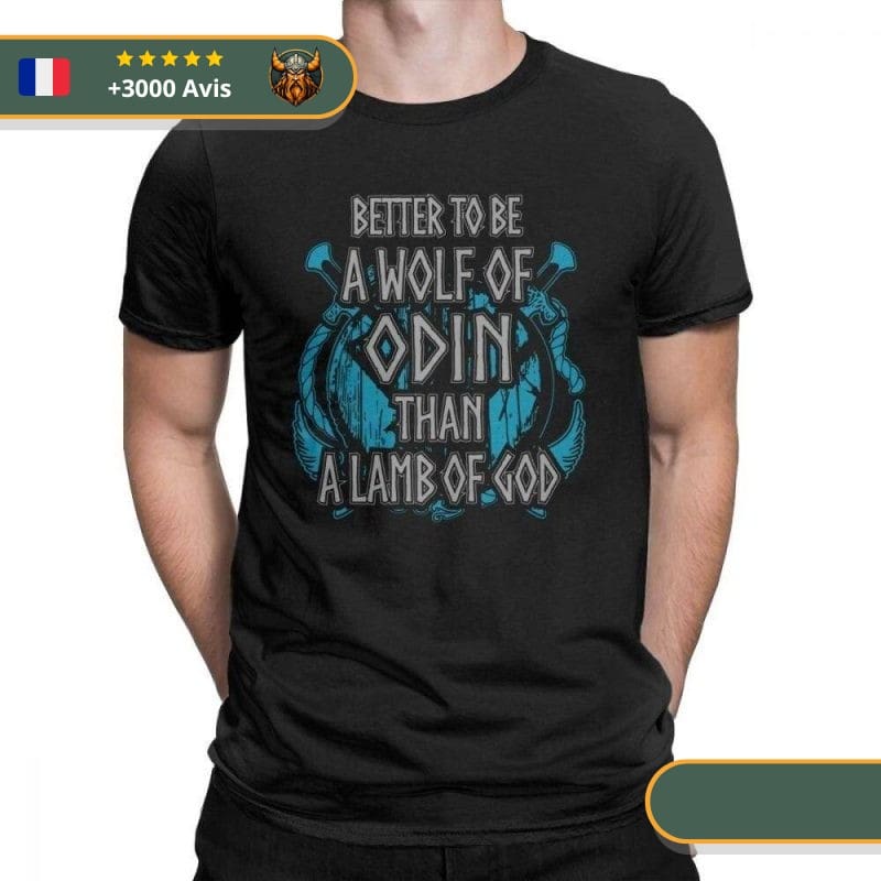 T-shirt viking loup d'odin noir