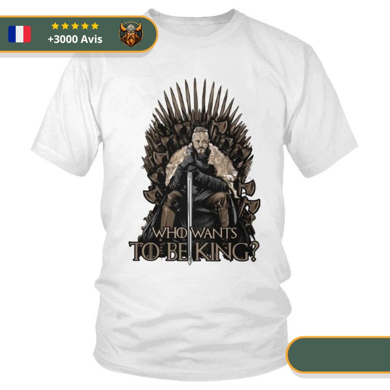 T-shirt viking qui veut être le roi blanc