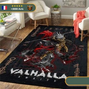 Tapis Valhalla | Noir et Rouge Viking-Legends.com