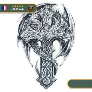Tatouage Temporaire Viking<br> Croix sous la Domination de Fáfnir