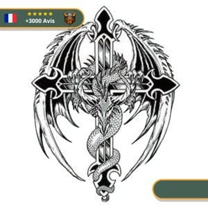 Tatouage Temporaire Viking<br> Croix sous le Joug de Nidhogg