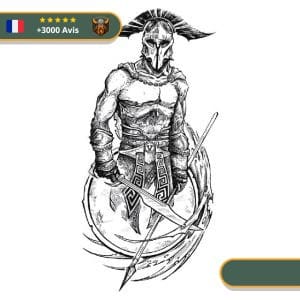 Tatouage Temporaire Viking<br> Guerrier Armé Épée et Lance