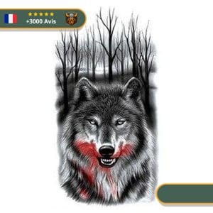 Tatouage Temporaire Viking<br> Loup Fenrir Assoiffé de Sang