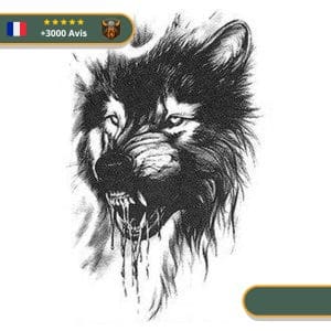 Tatouage Temporaire Viking<br> Loup Scandinave Fenrir Salivant