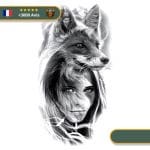 Tatouage Temporaire Viking<br> Loup et Femme Scandinaves