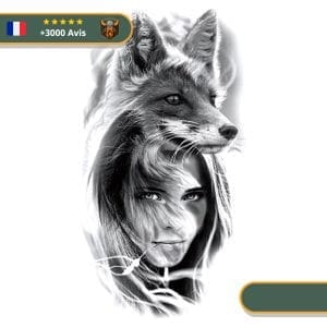 Tatouage Temporaire Viking<br> Loup et Femme Scandinaves