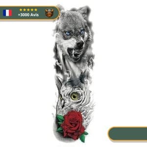 Tatouage Temporaire Viking<br> Loup et Hibou Scandinaves