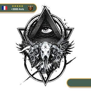 Tatouage Temporaire Viking<br> Œil d'Odin et Crâne de Cerf