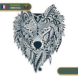 Tatouage Temporaire Viking<br> Tête du Loup Fenrir