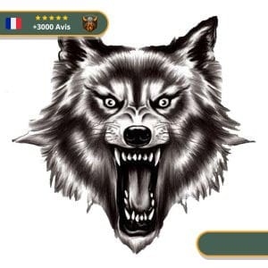 Tatouage Temporaire Viking<br> Tête du Loup Fenrir en Fureur