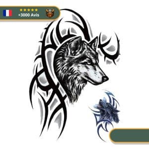 Tatouage Temporaire Viking<br> Tête du Loup Scandinave Fenrir