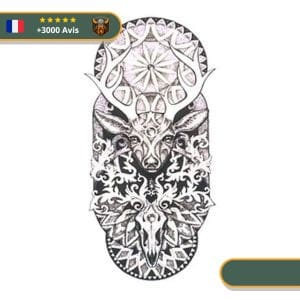 Tatouage Temporaire Viking<br> Tête et Crâne de Cerf Sacré