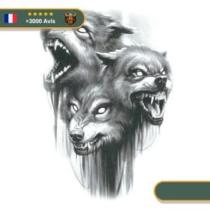 Tatouage Temporaire Viking<br> Têtes des Loups Fenrir Skoll et Hati