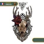Tatouage Temporaire Viking<br> Triquetra et Crâne de Cerf