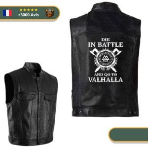 Veste Viking en cuir Go to Valhalla