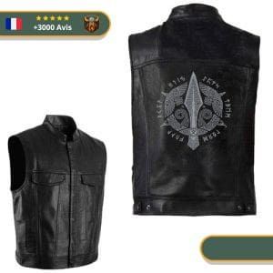 Veste Viking en cuir Gungnir