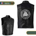 Veste Viking en cuir Valknut