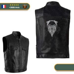 Veste Viking en cuir Vision d'Odin