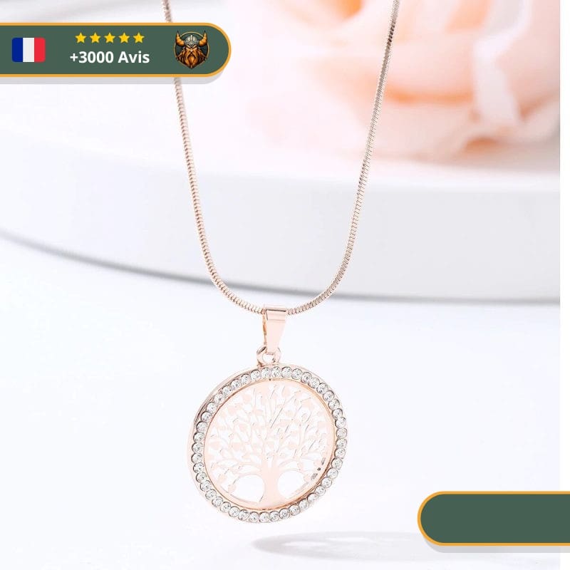 Collier Femme Viking Yggdrasil | Argent & Or Rose – Image 3