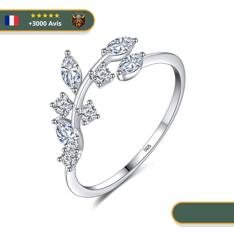 Bague Viking Vénéré Arbre De Vie en Argent et Zircons Scintillante