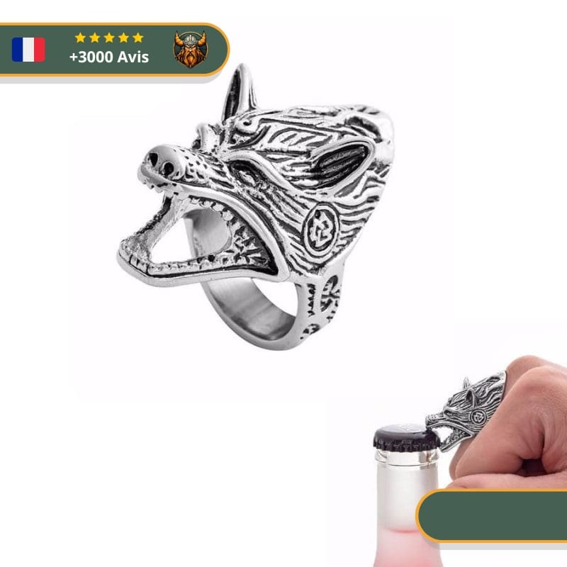 Bague Viking Tête de Fenrir & Ouvre-Bouteille Pratique et Respecté – Image 3