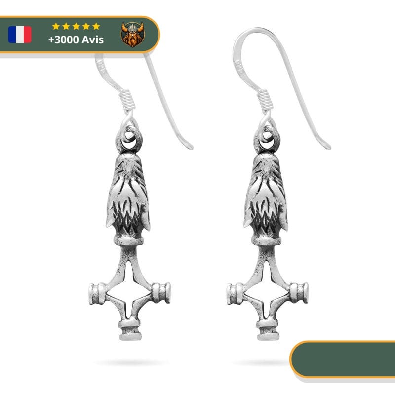 Boucles D'Oreilles Viking Tête De Loup Fenrir | Argent – Image 3