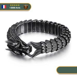 Bracelet Serpent Jormungand qui se mord la queue couleur Carbone