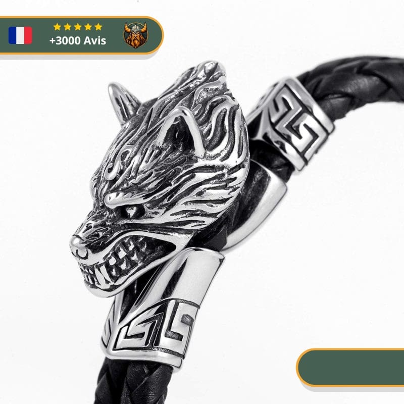 Bracelet Viking Tête De Loup Fenrir | Argent – Image 2