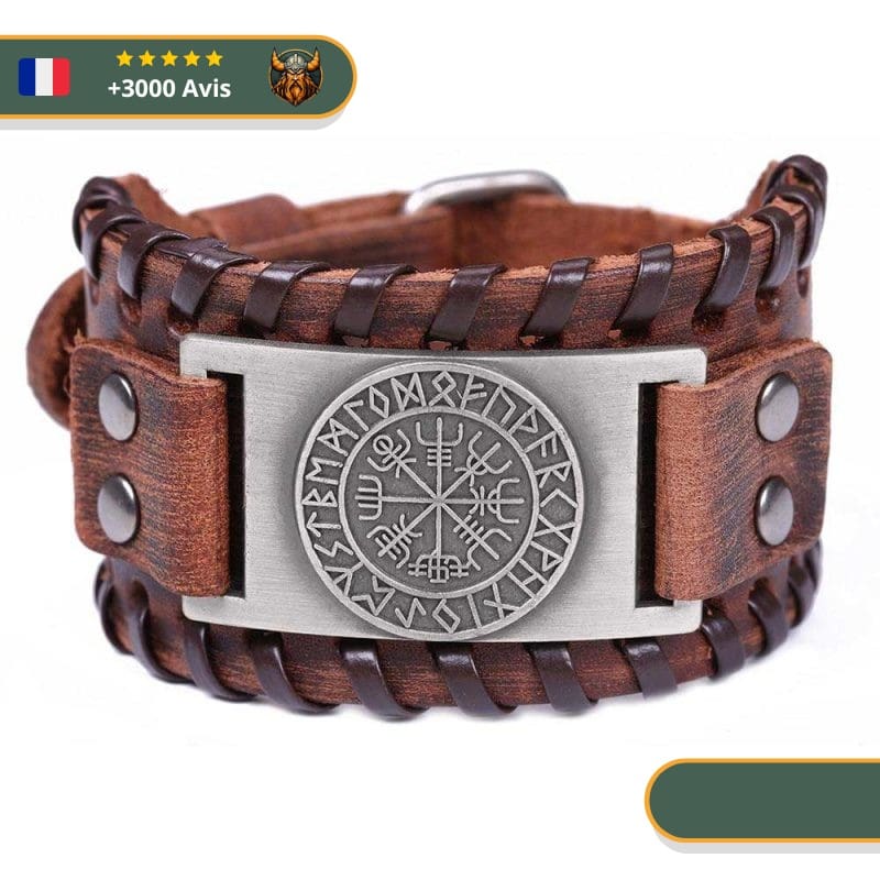 bracelet viking homme cuir argent