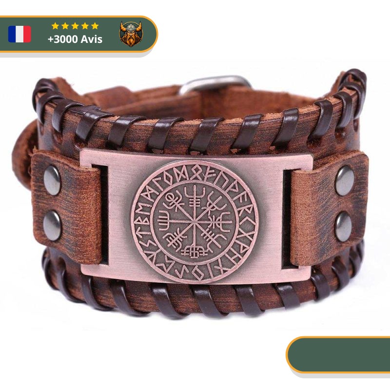 bracelet viking homme cuir bronze