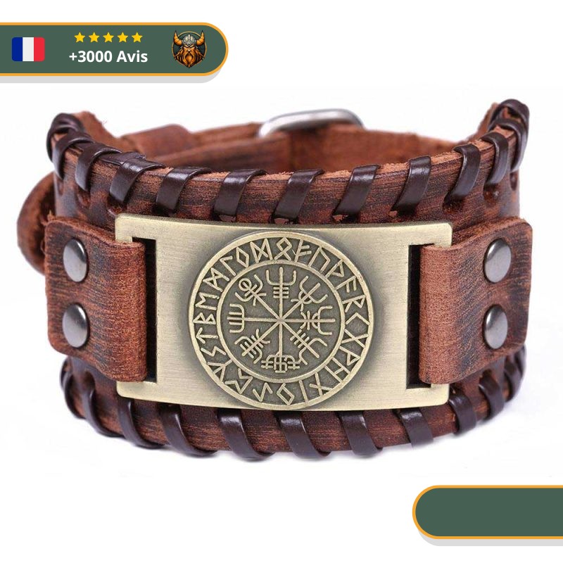 bracelet viking homme cuir or