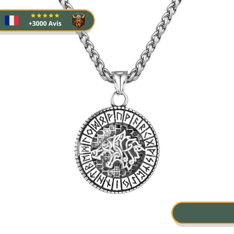 Collier Viking Loup Et Runes – Image 2