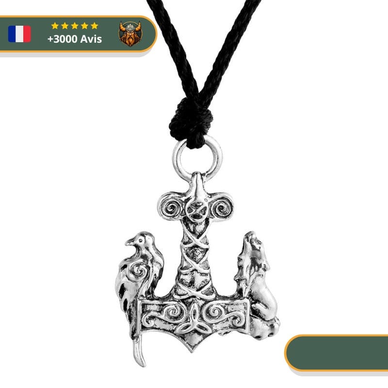 Collier Mjöllnir Le Loup et le Corbeau