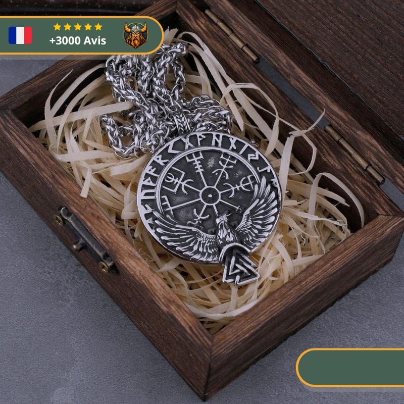 Collier Viking Vegvisir Et Corbeau – Image 2