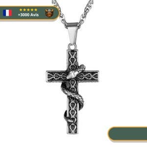 Pendentif Viking  Croix chrétienne avec serpent