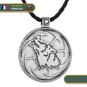 Pendentif Viking  Loup Managarm Hurlant en Argent