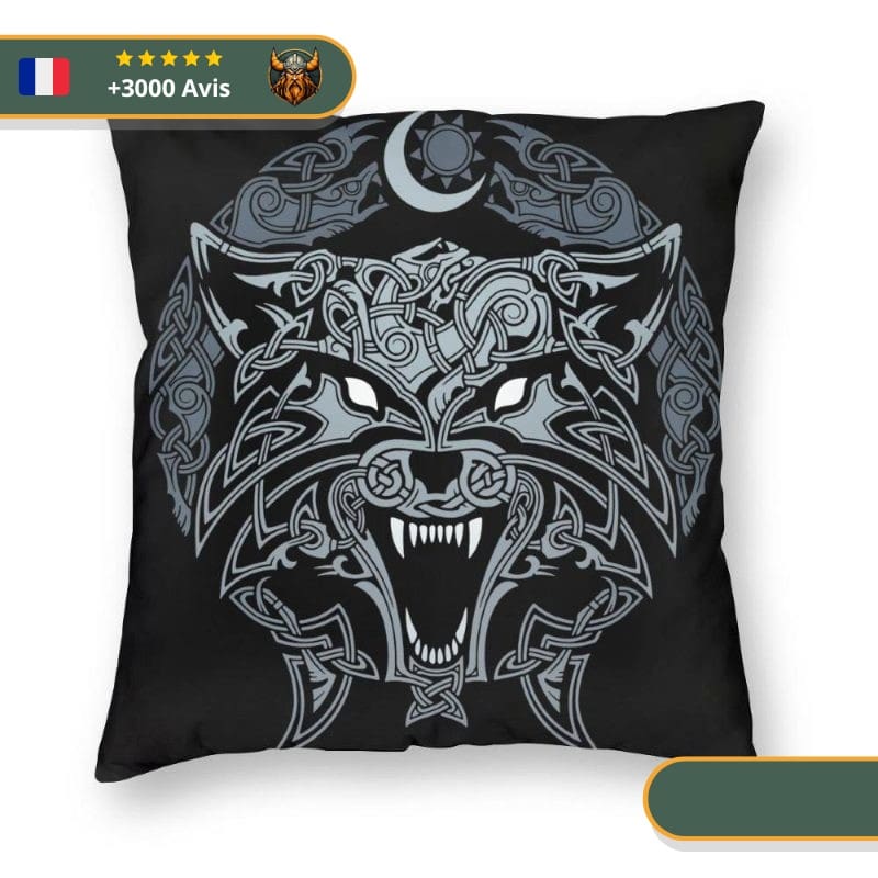 coussin viking loup du ragnarok