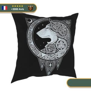 coussin viking loup nordique