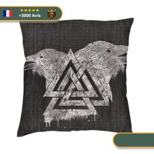 coussin viking valknut et corbeaux