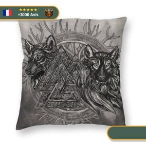 coussin viking valknut et loups