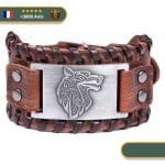 manchette cuir viking argent