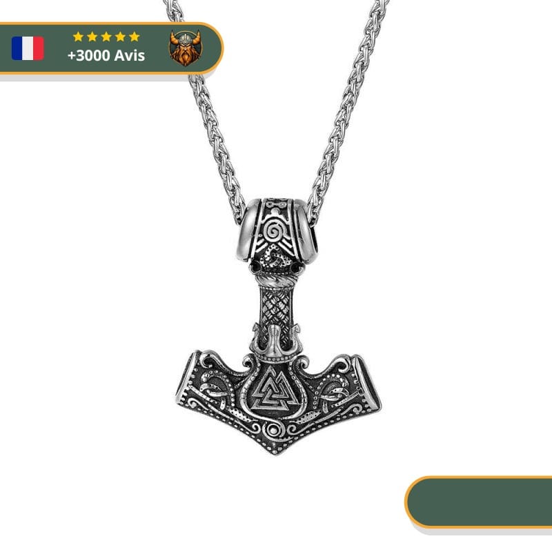 Collier Viking Marteau De Thor Et Valknut – Image 2