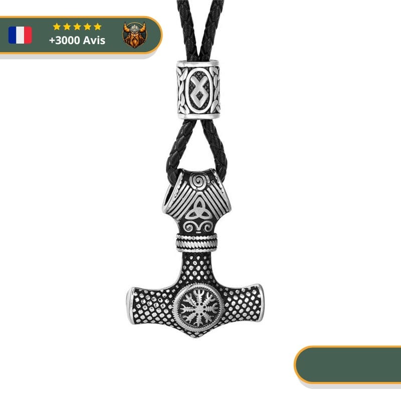 Collier Viking Marteau De Thor Et Heaume de la Crainte – Image 2