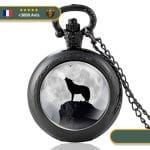 montre gousset loup akela noir fermée