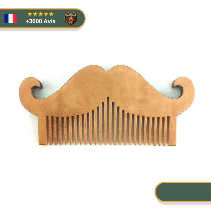 peigne viking en bois moustache