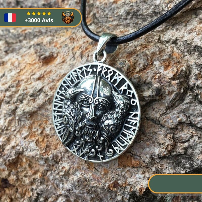 Pendentif Viking Corbeaux D'Odin Runes | Argent – Image 4