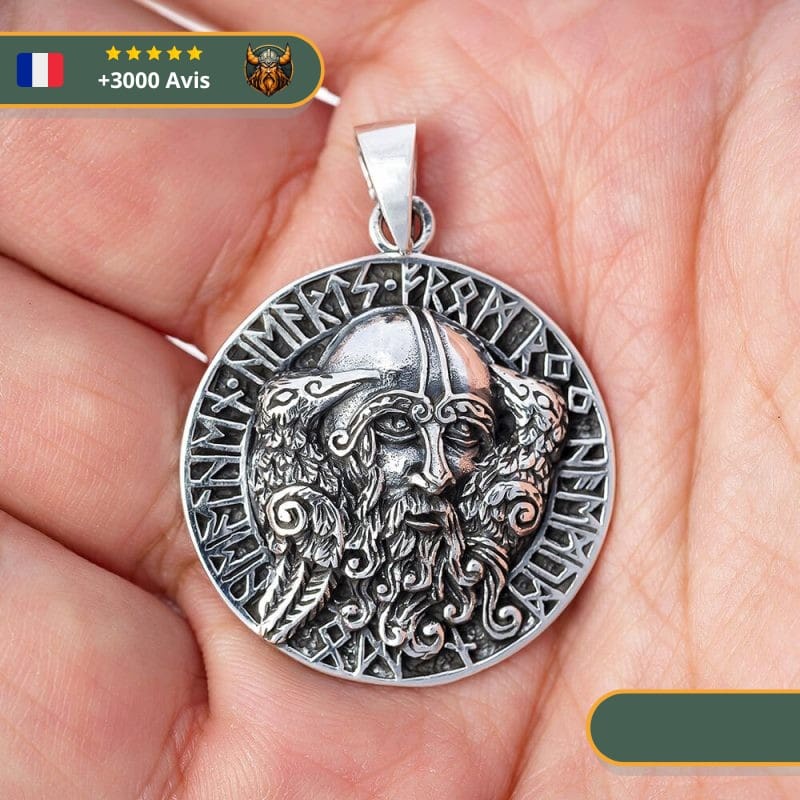 Pendentif Viking Corbeaux D'Odin Runes | Argent – Image 2