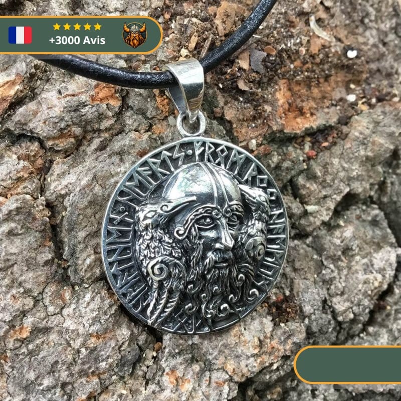 Pendentif Viking Corbeaux D'Odin Runes | Argent – Image 5