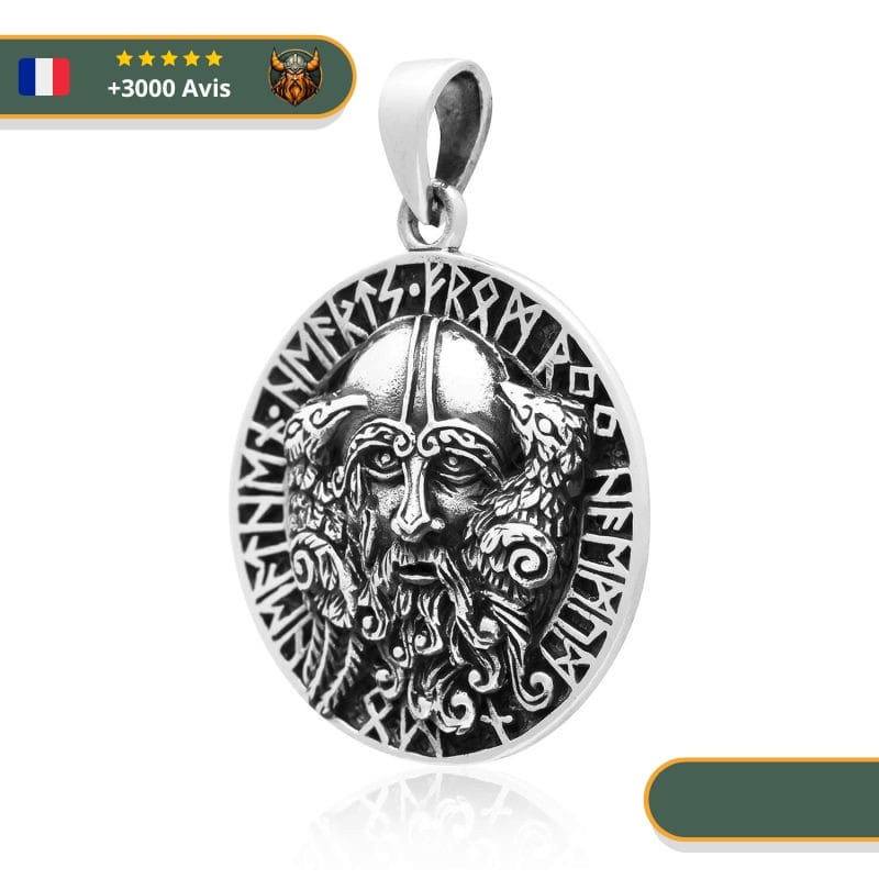 Pendentif Viking Corbeaux D'Odin Runes | Argent – Image 3